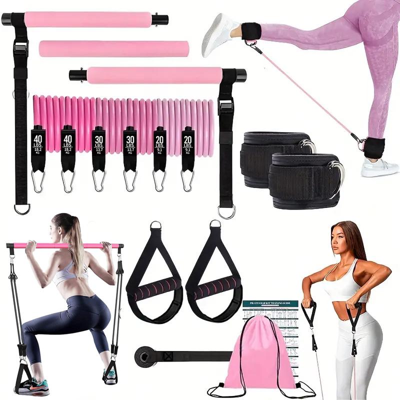 Pilates Bar Kit With Resistance Bands - Kit de barre de Pilates multifonctionnel