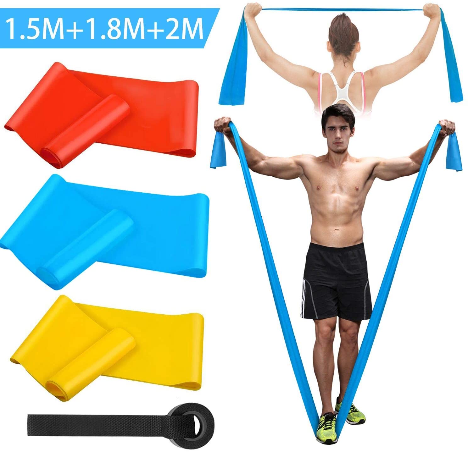 Pilates Bar Kit With Resistance Bands - Bandes de Fitness élastiques 3 pièces