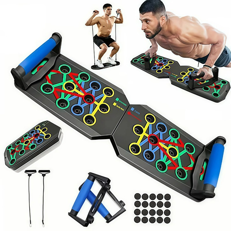 Push Up Board Foldable Multi Function - Planche de musculation pliable avec bandes