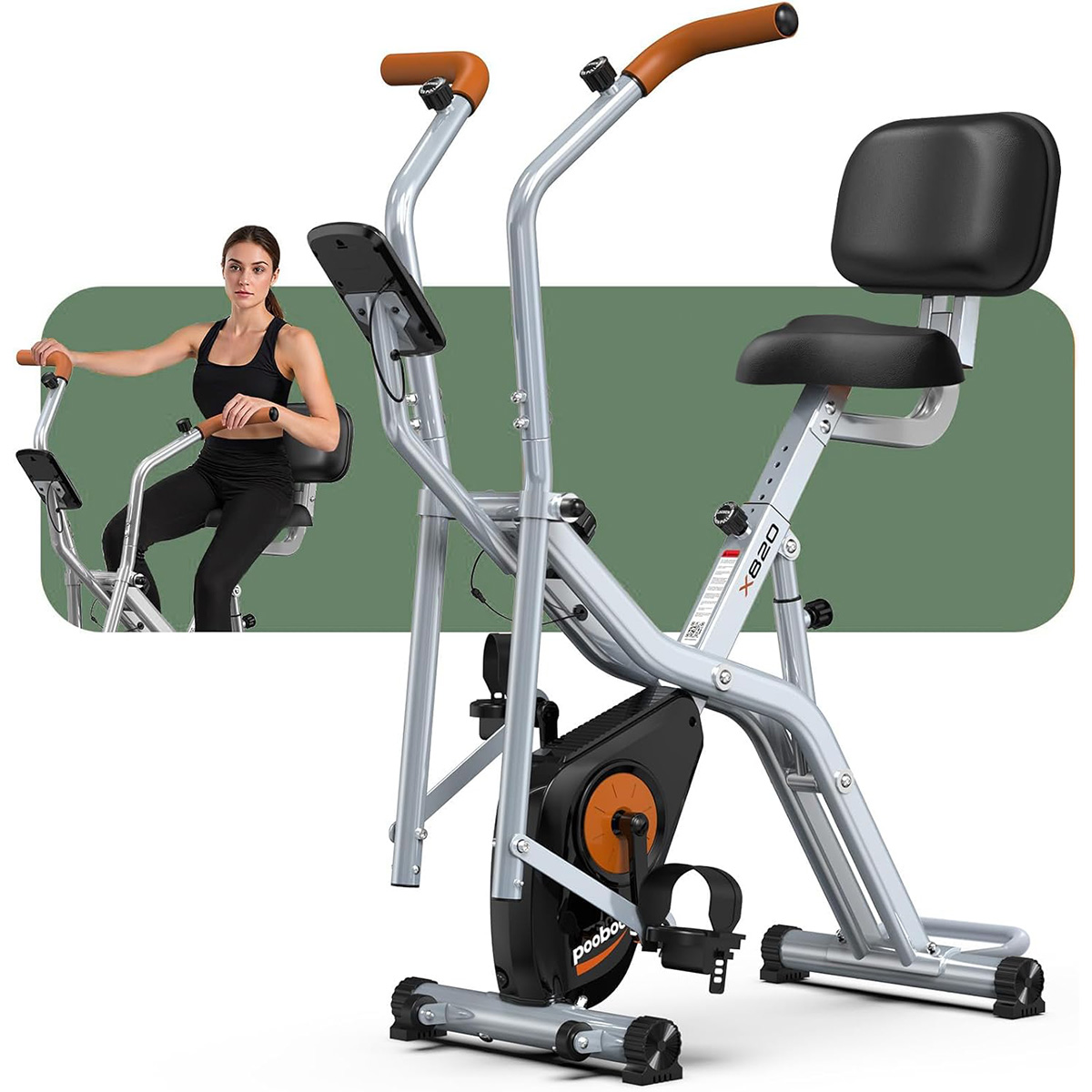 Exercise Bike Magnetic Resistance - Vélo d'exercice pliable 2-en-1 Pooboo, mode