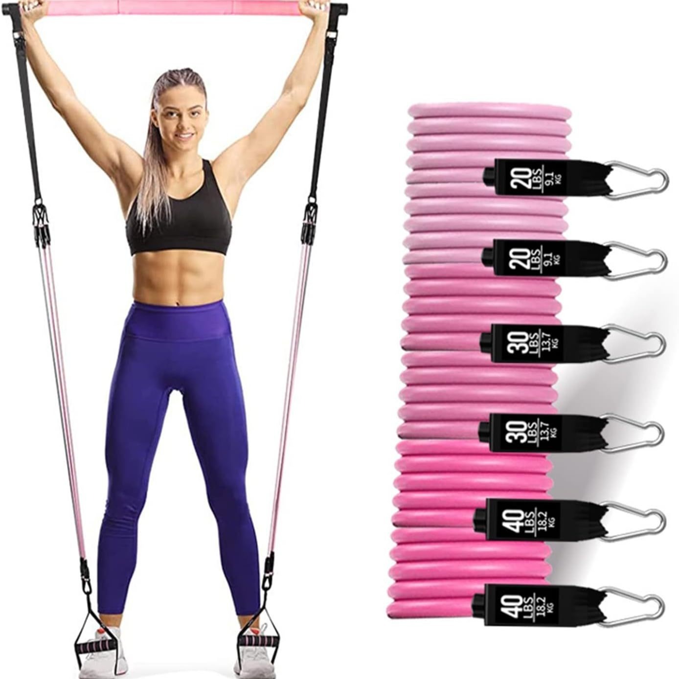 Bandes de résistance de 180 lb - Pilates Bar Kit With Resistance Bands avis et prix