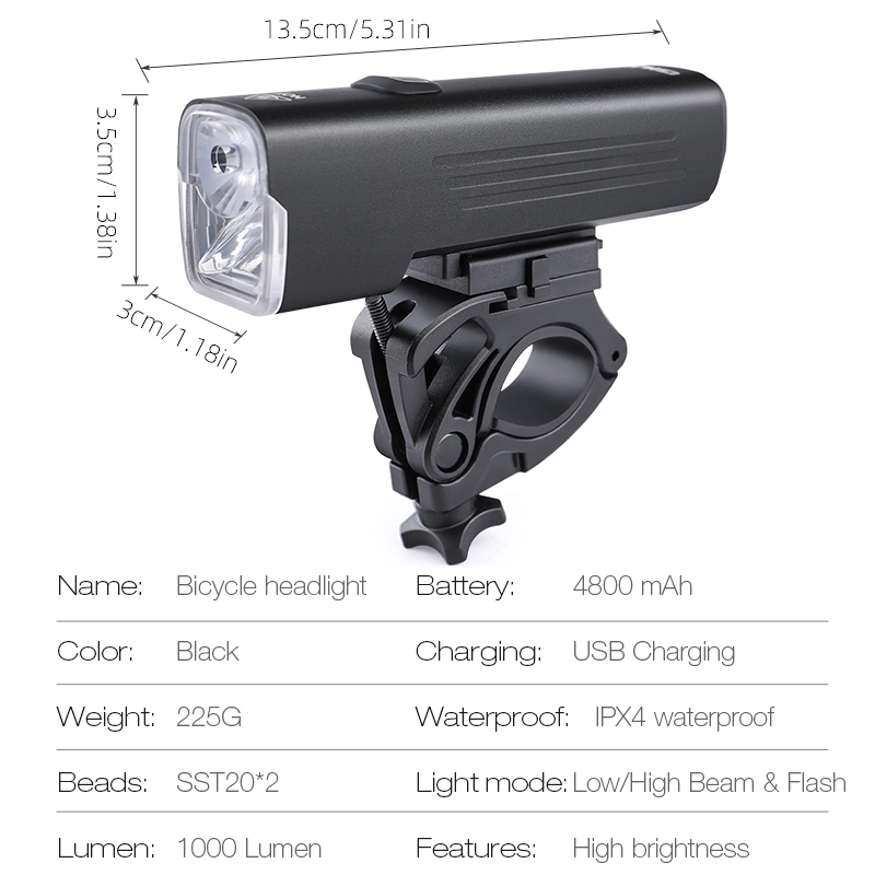 GIYO 1000 Lumens vélo lumière  - Rechargeable Bicycle Headlight 1000 Lumen avis et prix